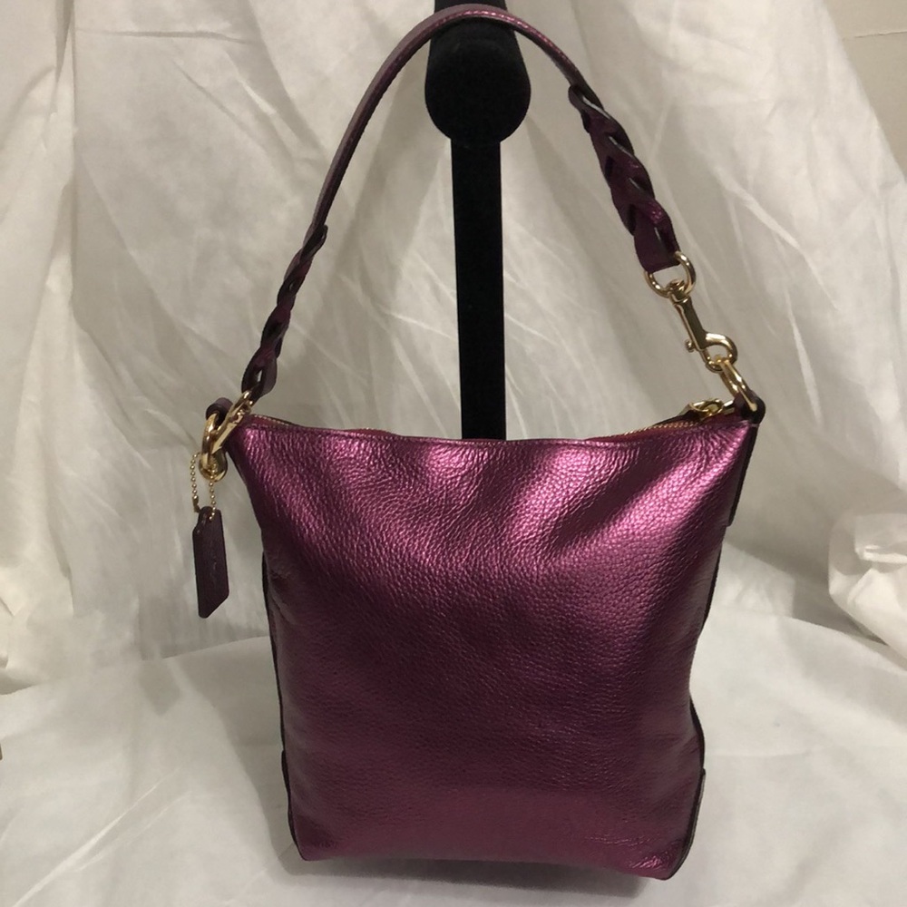 Coach Metallic Berry Pebble Leather Bag - Picture 5 of 11